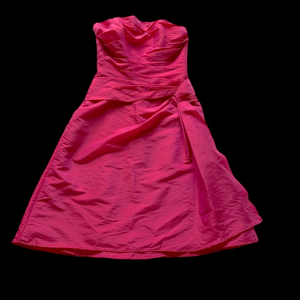 Y2K B2 Jasmine Pink Strapless Ruched Taffeta Cocktail Bridesmaid Dress Size 8